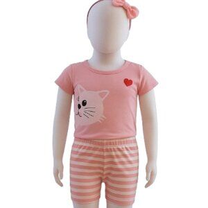 Girls' 2PC Cat Shorts Sets - Pink